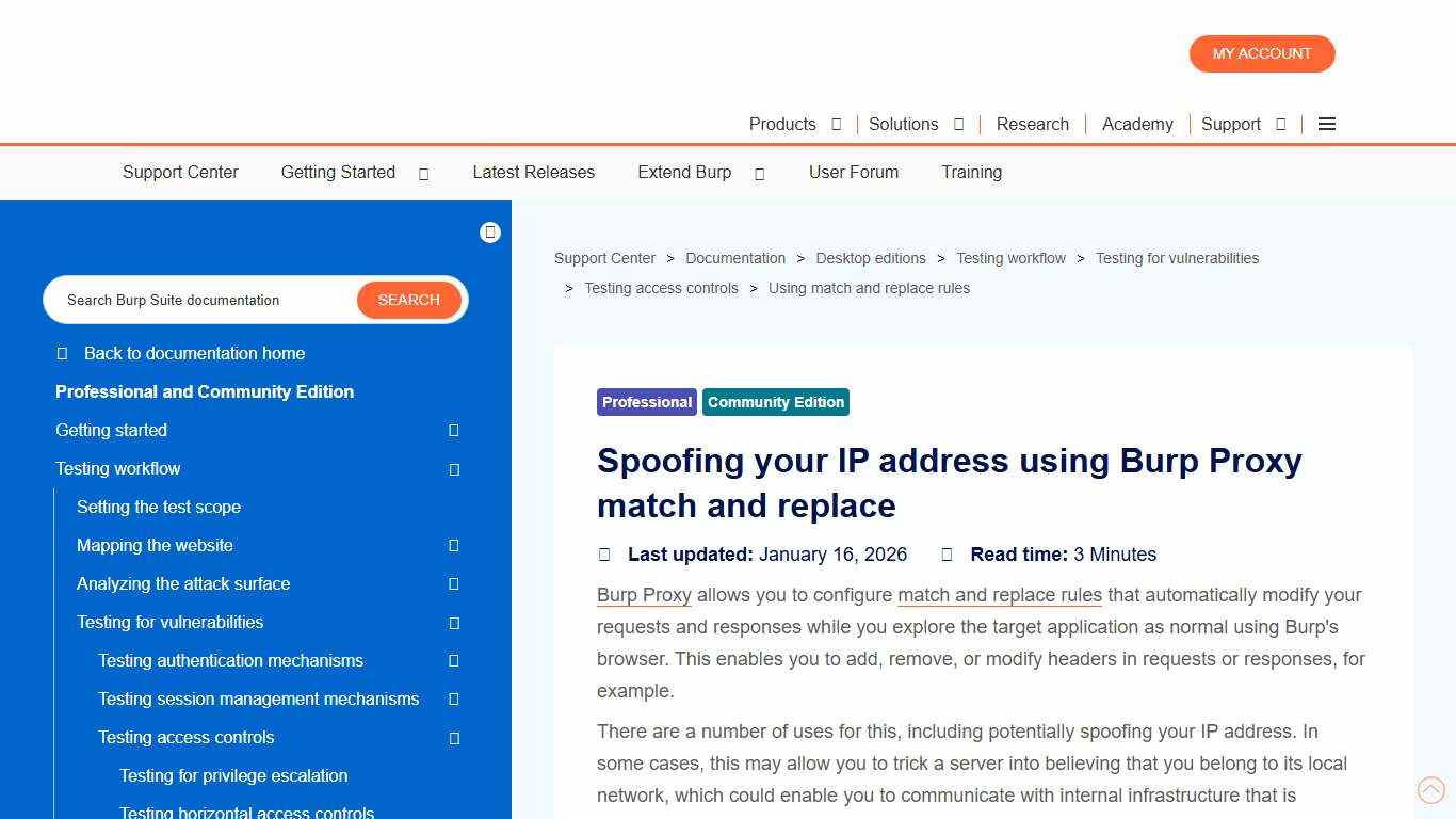 Spoofing your IP address using match and replace - PortSwigger
